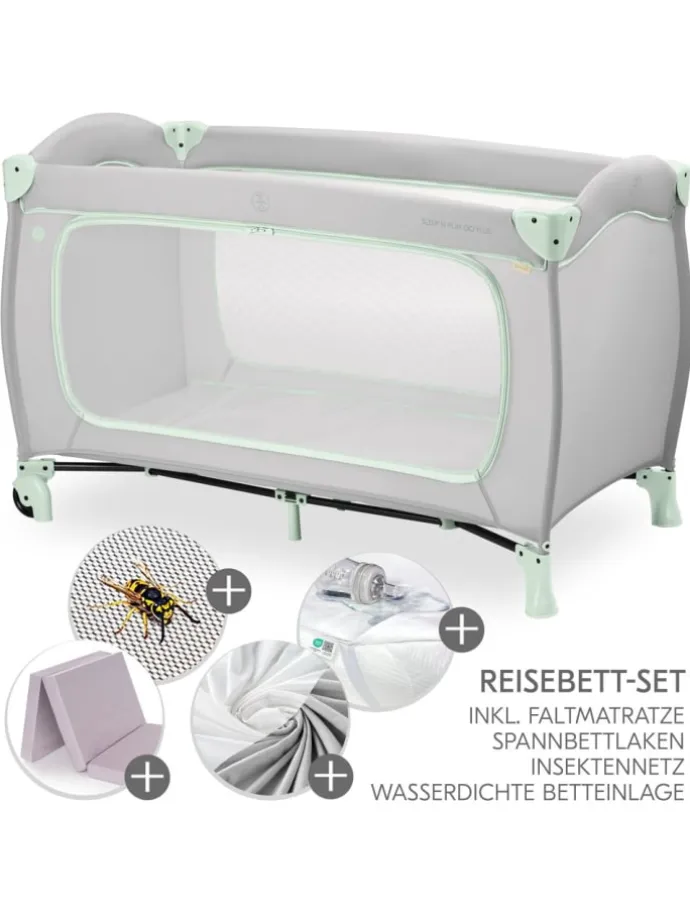 Reisebett XXL-Sparset - Sleep N Play Go Plus in grau,gruen