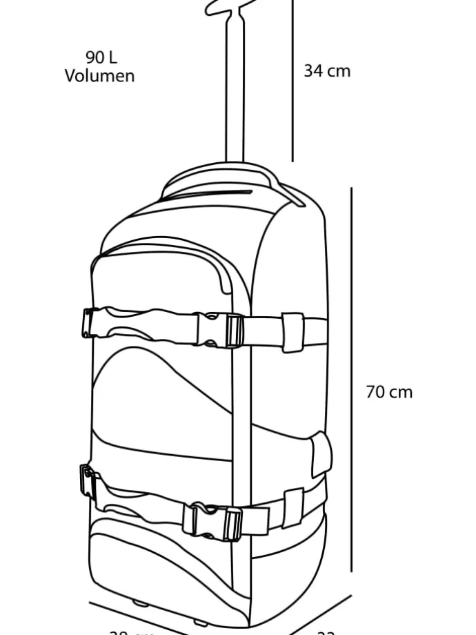 Reisetasche mit Rollen und Rucksackfunktion Melano90 in Schwarz