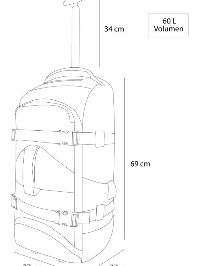 Reisetasche mit Rucksackfunktion 60 Liter Melano in Schwarz