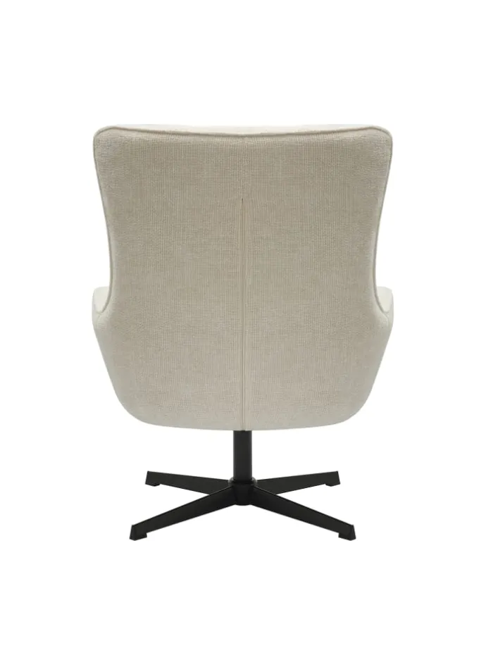 Relaxsessel drehbar mit schwarzem Metallgestell und Chenille-Stoff in Beige