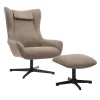 Relaxsessel und Hocker mit Drehfunktion Metallgestell und Cord-Optik in Braun