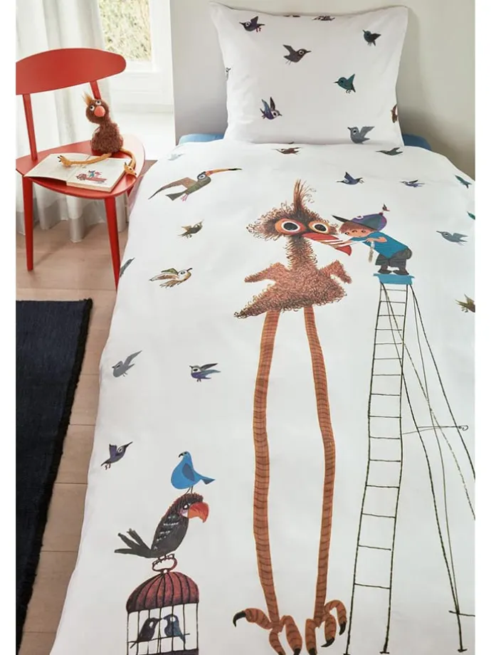 Renforcé-Bettwäsche-Set "Fiepvogel" in Weiß/ Bunt