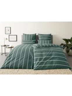 Renforcé-Bettwäsche-Set in Grün - (L)220 x (B)155 cm