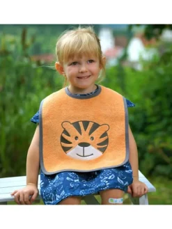 Riesen-Klettlätzchen 30 x 45 cm - Stickerei in orange,motiv