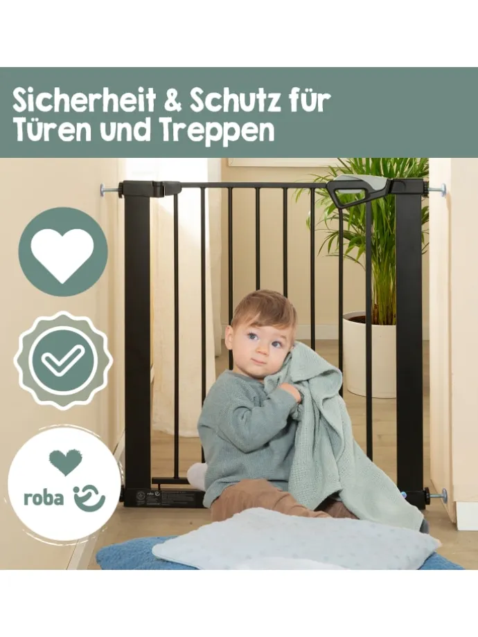 roba easySafe+ Tür- & Treppenschutzgitter Metall schwarz bohrfrei