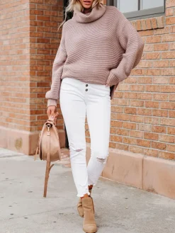Rollkragenpullover in Altrosa