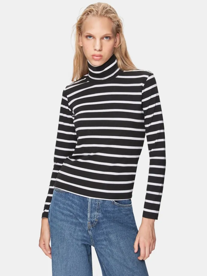 Rollkragenpullover in Schwarz/ Weiß