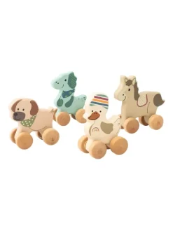Rollspielzeug Holz HUND Lucky in bunt