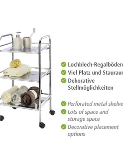 Rollwagen in Silber - (B)41 x (H)75 x (T)32 cm