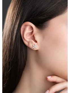Rosévergold. Ohrstecker mit Edelsteinen