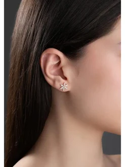 Rosévergold. Ohrstecker mit Edelsteinen