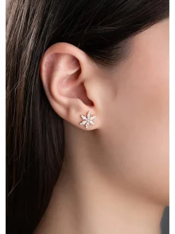 Rosévergold. Ohrstecker mit Edelsteinen