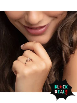 Rosévergold. Ring mit Edelsteinen