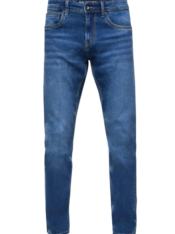 Royal Blue Used Jeans Hose "MELVIN" Slim Fit Cotton-Stretch in Royal Blue Used