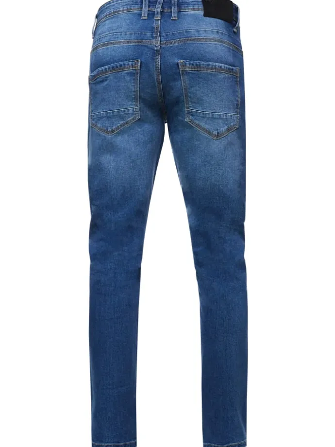 Royal Blue Used Jeans Hose "MELVIN" Slim Fit Cotton-Stretch in Royal Blue Used