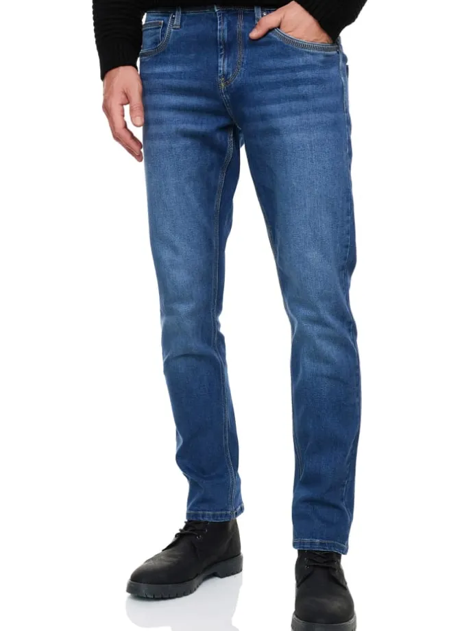 Royal Blue Used Jeans Hose "MELVIN" Slim Fit Cotton-Stretch in Royal Blue Used