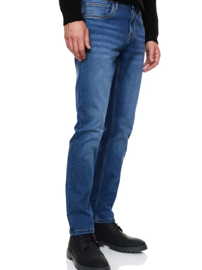 Royal Blue Used Jeans Hose "MELVIN" Slim Fit Cotton-Stretch in Royal Blue Used