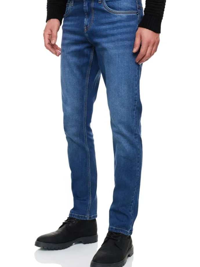 Royal Blue Used Jeans Hose "MELVIN" Slim Fit Cotton-Stretch in Royal Blue Used