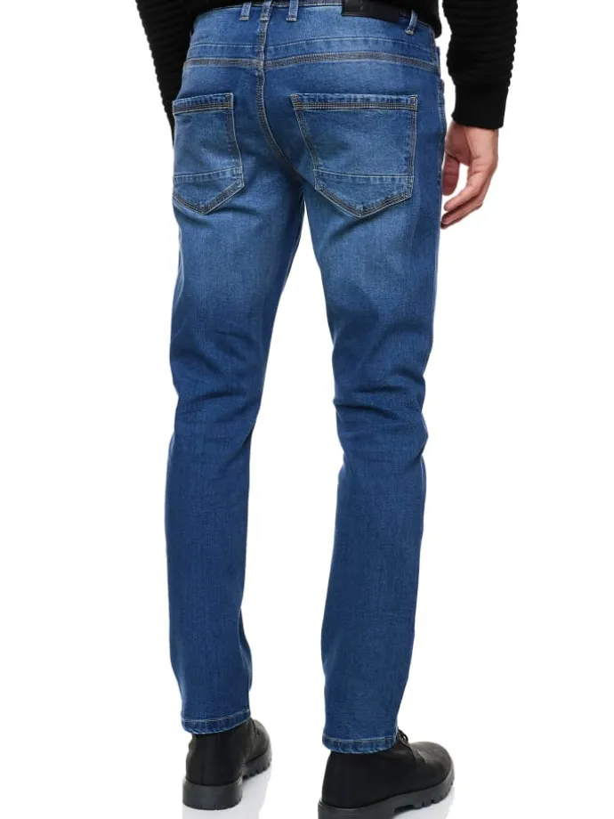 Royal Blue Used Jeans Hose "MELVIN" Slim Fit Cotton-Stretch in Royal Blue Used