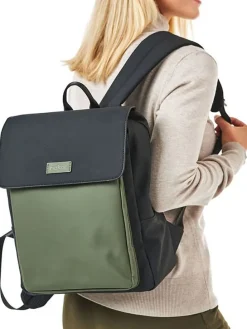 Rucksack in Khaki/ Schwarz - (L)35 x (B)30 x (H)11 cm