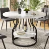 Runder Esstisch in Schwarz 80x80x76 cm mit kleiner Ablageplatte