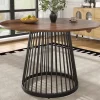 Runder Esstisch in Schwarz 80x80x76 cm mit Metallbeinen