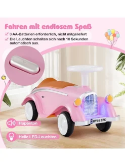 Rutschauto mit Lenkrad in Rosa