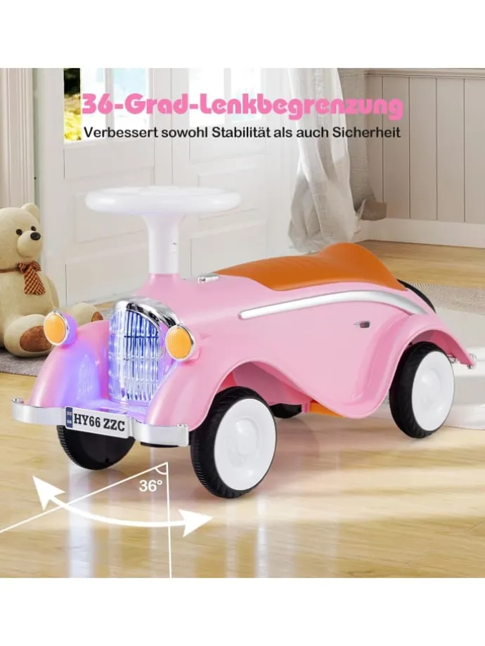Rutschauto mit Lenkrad in Rosa