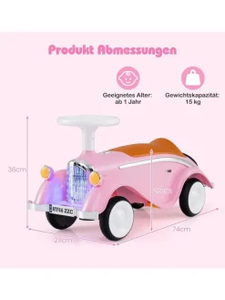 Rutschauto mit Lenkrad in Rosa