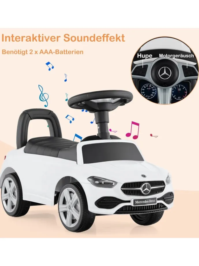 Rutschfahrzeug mit Stauraum unter dem Sitz in Weiß