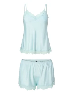 satin top & short DAILY in Pastel blue