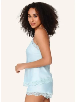satin top & short DAILY in Pastel blue