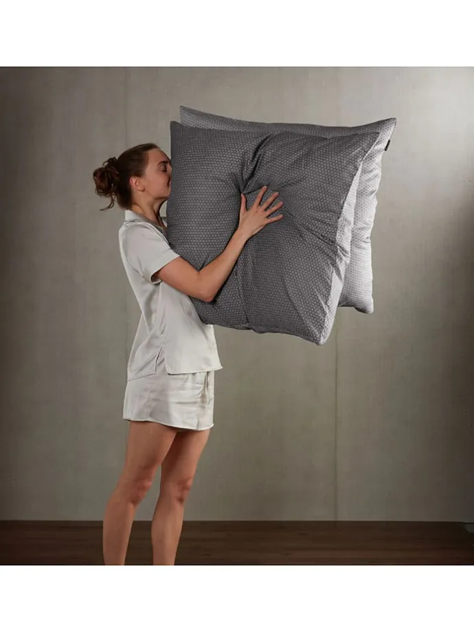 Satin-Bettwäsche-Set "Palma" in Taupe/ Hellgrau