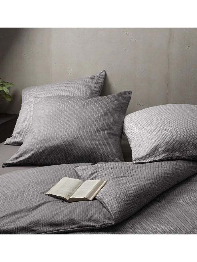 Satin-Bettwäsche-Set "Palma" in Taupe/ Hellgrau