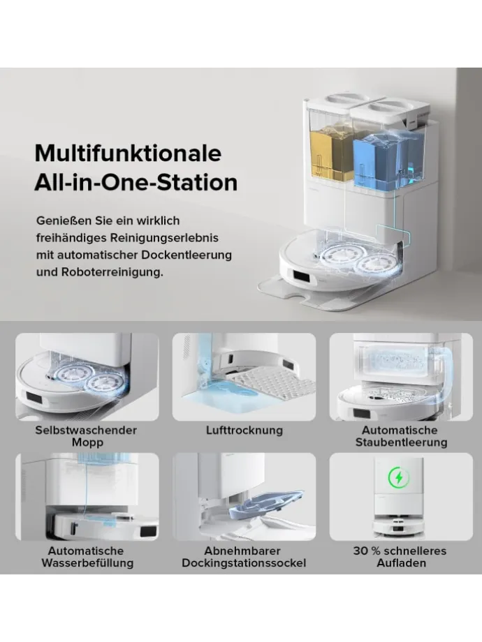 Saugroboter QV 35A in Weiß, mit Wischfunktion&Hebarem Wischmopp, 8000Pa