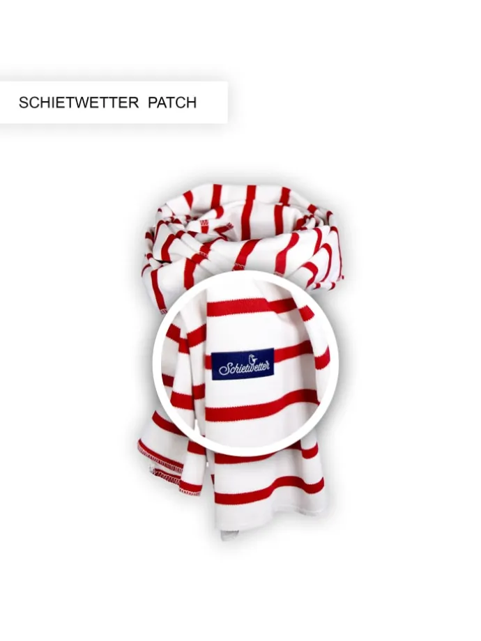 Schal flauschig, weich, kuschelig in weiß-rot