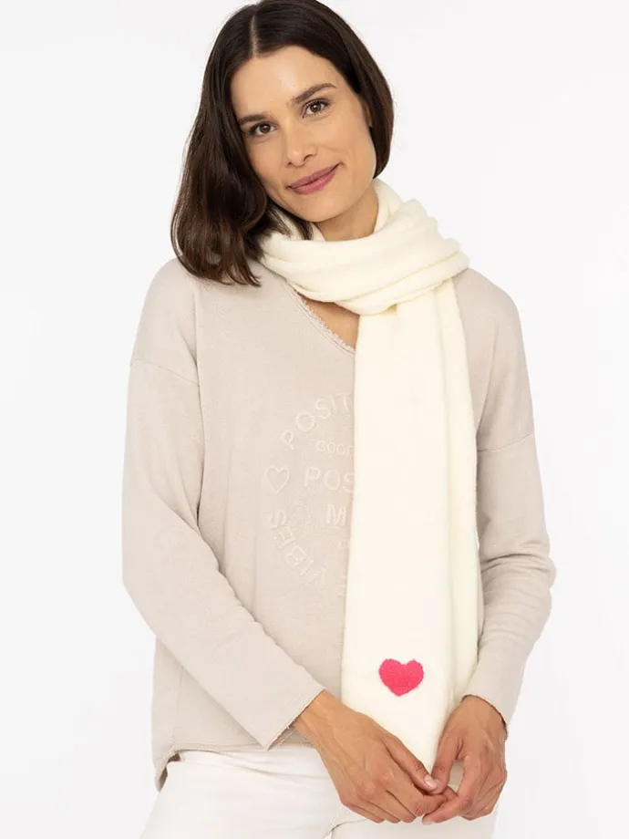 Schal "Herz" in Creme - (L)35 x (B)48 cm
