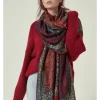 Schal in Bordeaux/ Dunkelblau - (L)180 x (B)90 cm