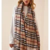 Schal in Camel/ Schwarz - (L)200 x (B)80 cm