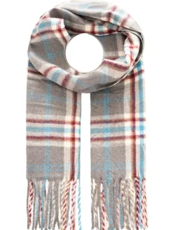 Schal in Grau/ Hellblau/ Rot - (L)200 x (B)33 cm