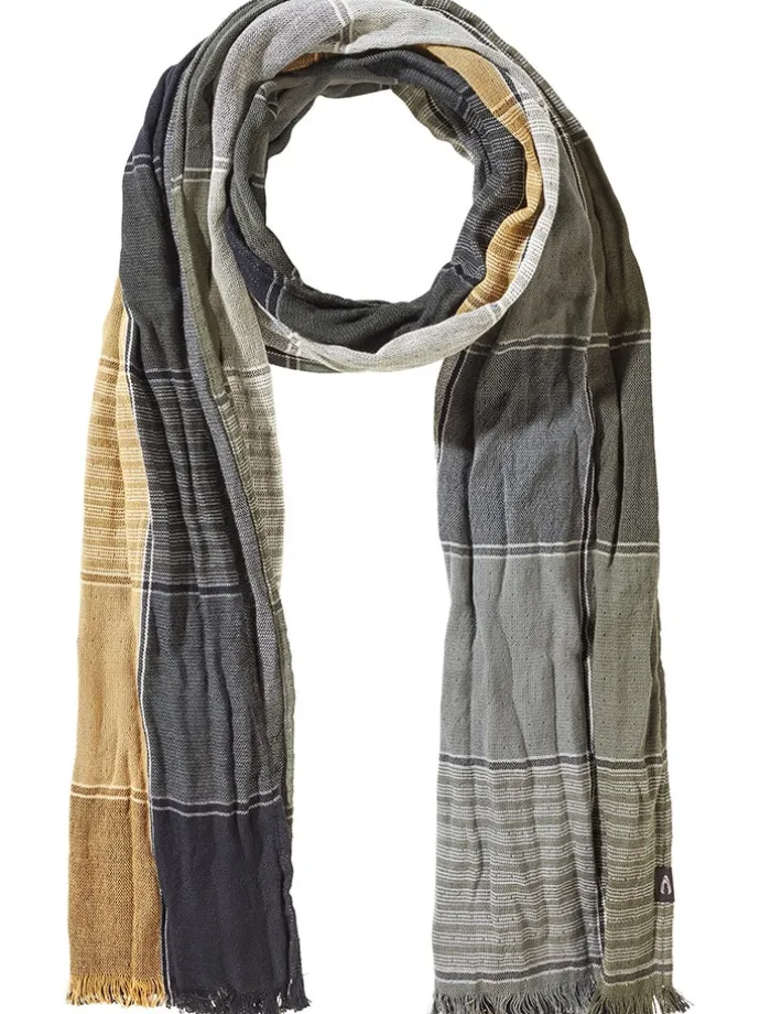 Schal in Khaki/ Dunkelblau/ Gelb