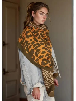 Schal in Orange/ Braun - (L)180 x (B)90 cm