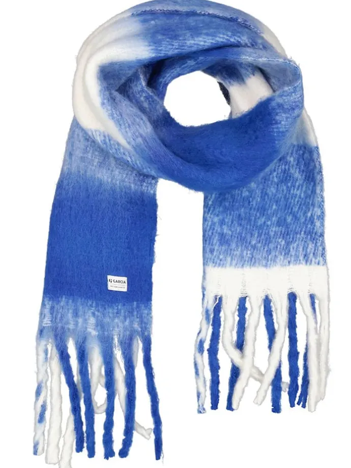 Schal in Weiß/ Blau