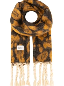 Schal "Leo & Tassel" in Hellbraun - (L)224 x (B)42 cm