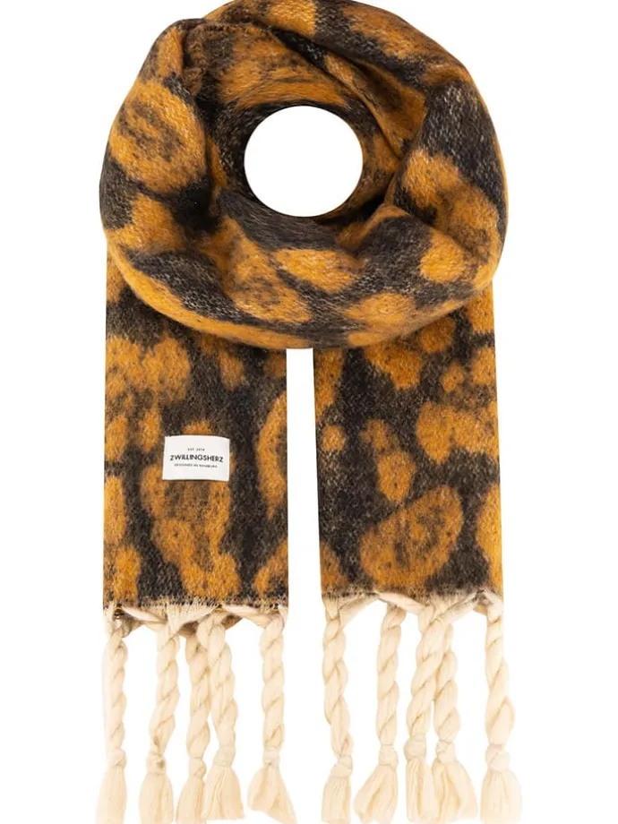 Schal "Leo & Tassel" in Hellbraun - (L)224 x (B)42 cm