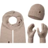Schal Mütze Handschuhe Set in Beige