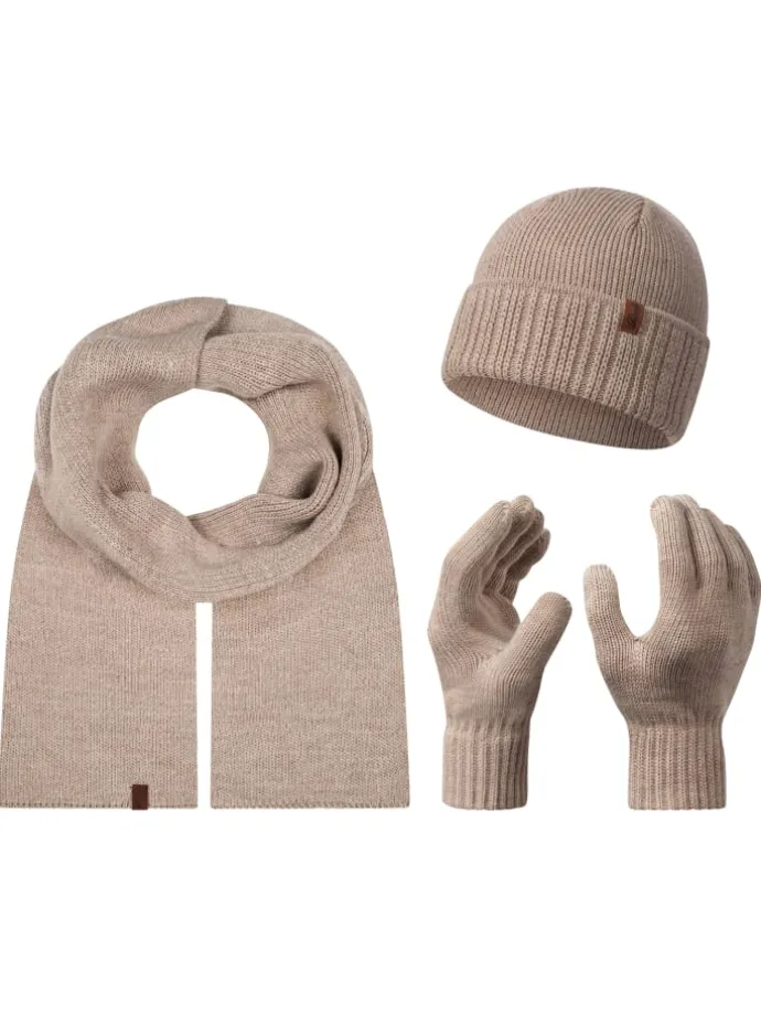 Schal Mütze Handschuhe Set in Beige