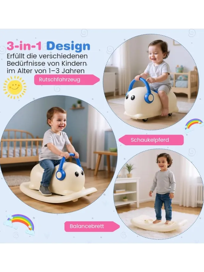 Schaukelpferd in Weiß