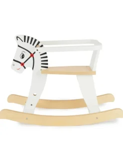 Schaukeltier aus Holz Zebra in Weiß