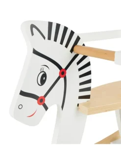 Schaukeltier aus Holz Zebra in Weiß